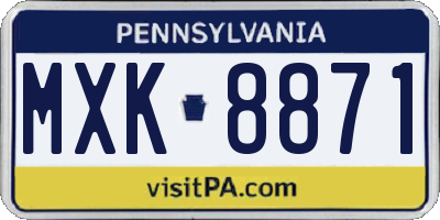 PA license plate MXK8871