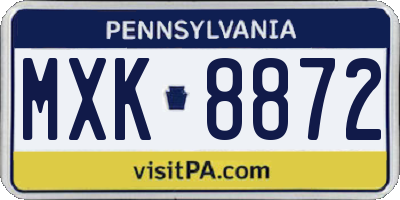 PA license plate MXK8872