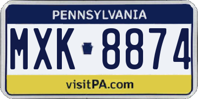 PA license plate MXK8874