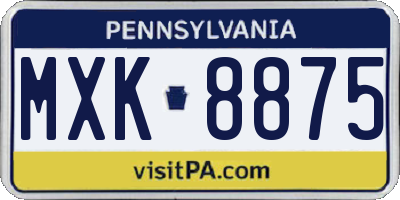 PA license plate MXK8875