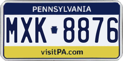 PA license plate MXK8876