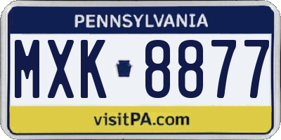PA license plate MXK8877
