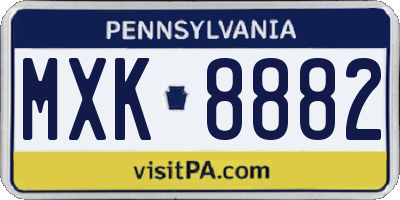 PA license plate MXK8882