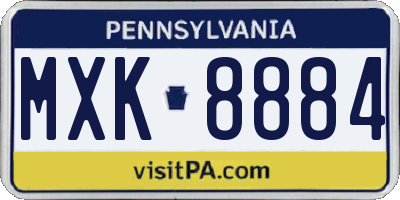 PA license plate MXK8884