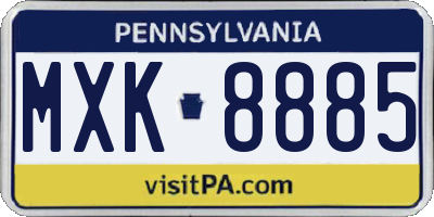 PA license plate MXK8885