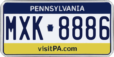 PA license plate MXK8886