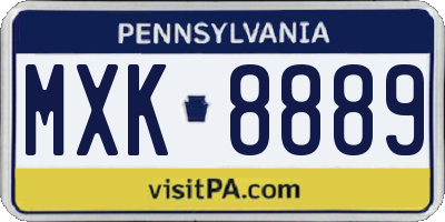 PA license plate MXK8889