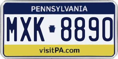 PA license plate MXK8890