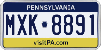 PA license plate MXK8891