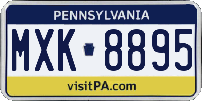 PA license plate MXK8895