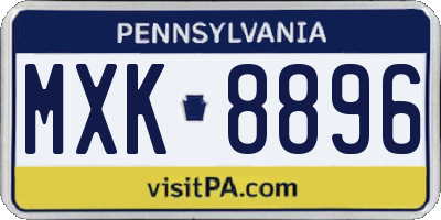 PA license plate MXK8896