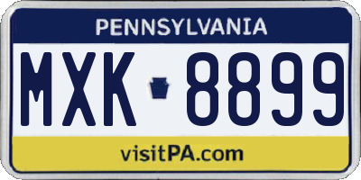 PA license plate MXK8899