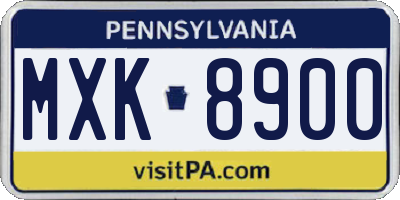 PA license plate MXK8900