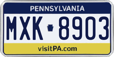 PA license plate MXK8903