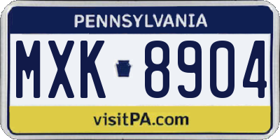 PA license plate MXK8904
