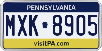 PA license plate MXK8905