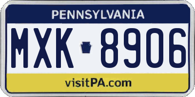 PA license plate MXK8906