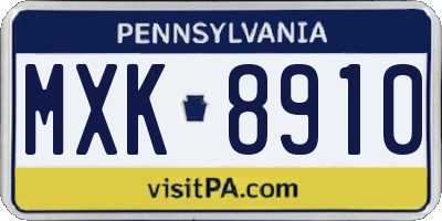 PA license plate MXK8910