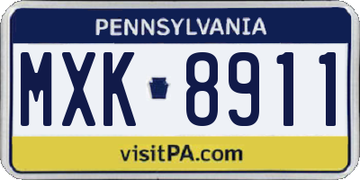 PA license plate MXK8911