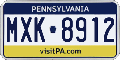 PA license plate MXK8912