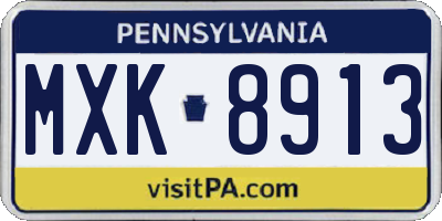 PA license plate MXK8913