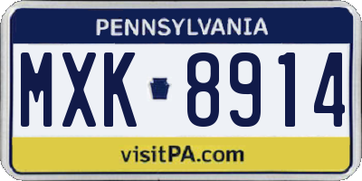 PA license plate MXK8914