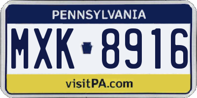 PA license plate MXK8916