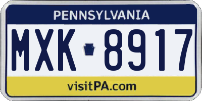 PA license plate MXK8917