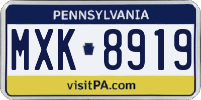 PA license plate MXK8919
