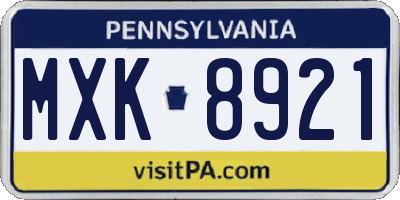 PA license plate MXK8921