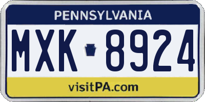 PA license plate MXK8924