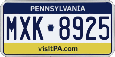 PA license plate MXK8925