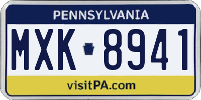 PA license plate MXK8941
