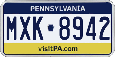 PA license plate MXK8942