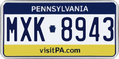 PA license plate MXK8943