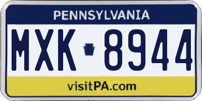 PA license plate MXK8944