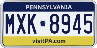 PA license plate MXK8945