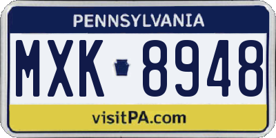 PA license plate MXK8948