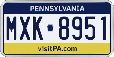 PA license plate MXK8951