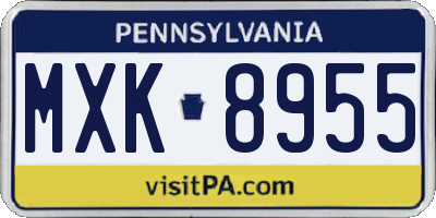PA license plate MXK8955