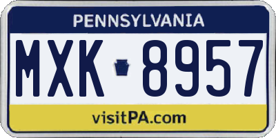 PA license plate MXK8957