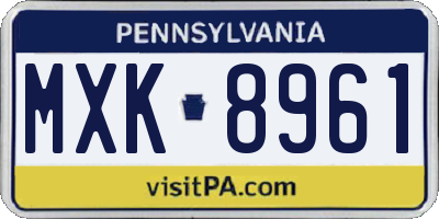PA license plate MXK8961