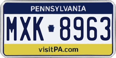 PA license plate MXK8963