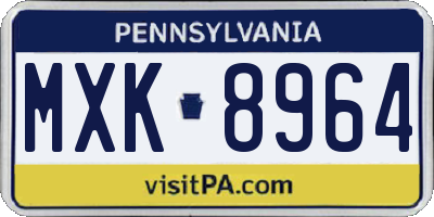 PA license plate MXK8964