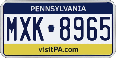 PA license plate MXK8965