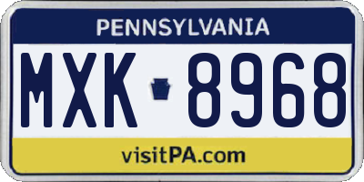 PA license plate MXK8968