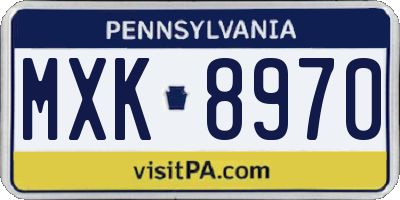 PA license plate MXK8970