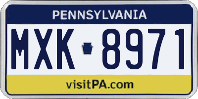 PA license plate MXK8971