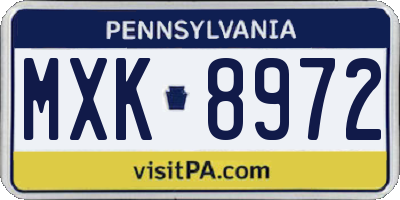 PA license plate MXK8972