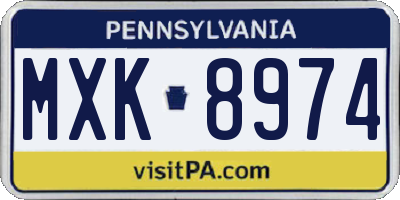 PA license plate MXK8974